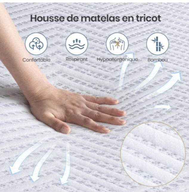 BedStory Matelas 160x200 en Mousse Gel Bamboo Charcoal, Matelas 7 Zones Ergonomique avec Housse Amovible et Lavable,Hypoallergénique, Soutien Optimal, Confort,Épaisseur 16CM