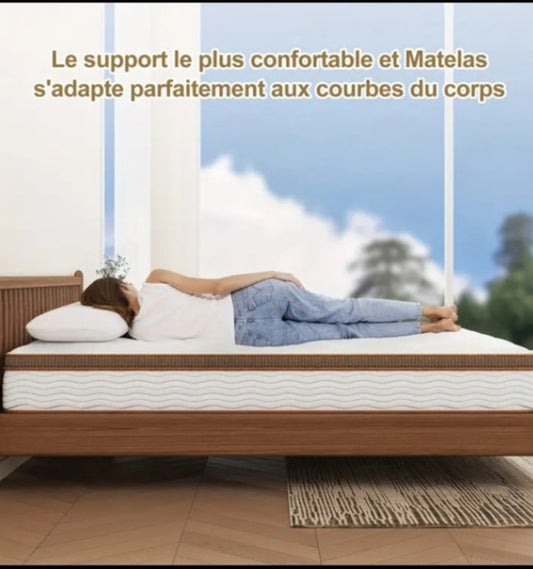 Matelas Hybride ComfortPlus – Mousse à Mémoire de Forme & Ressorts Soutien Ergonomique & Confort Optimal 160×200