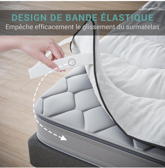 Surmatelas Moelleux Vague en Microfibre - Confort Supérieur, et respirant - Idéal pour Matelas 2 Places, Clic Clac, BZ 140×190