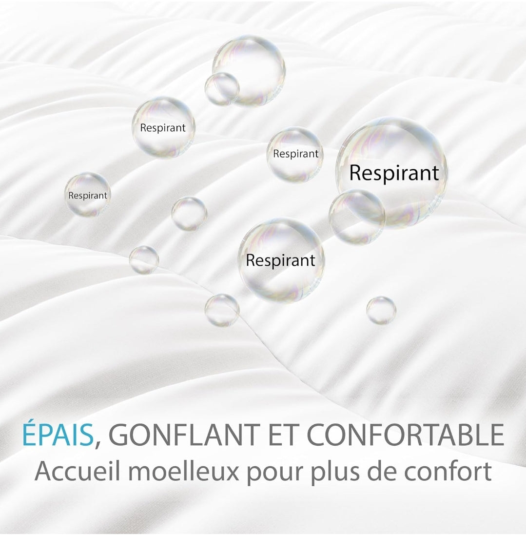 Surmatelas Moelleux Vague en Microfibre - Confort Supérieur, et respirant - Idéal pour Matelas 2 Places, Clic Clac, BZ 140×190